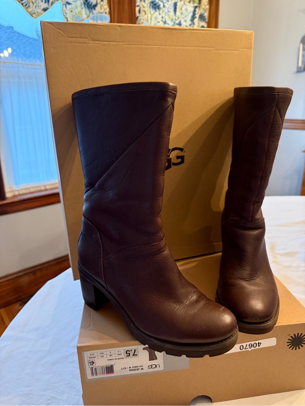 UGG Women's Dark Brown Waterproof Mid-Calf Heeled Boots